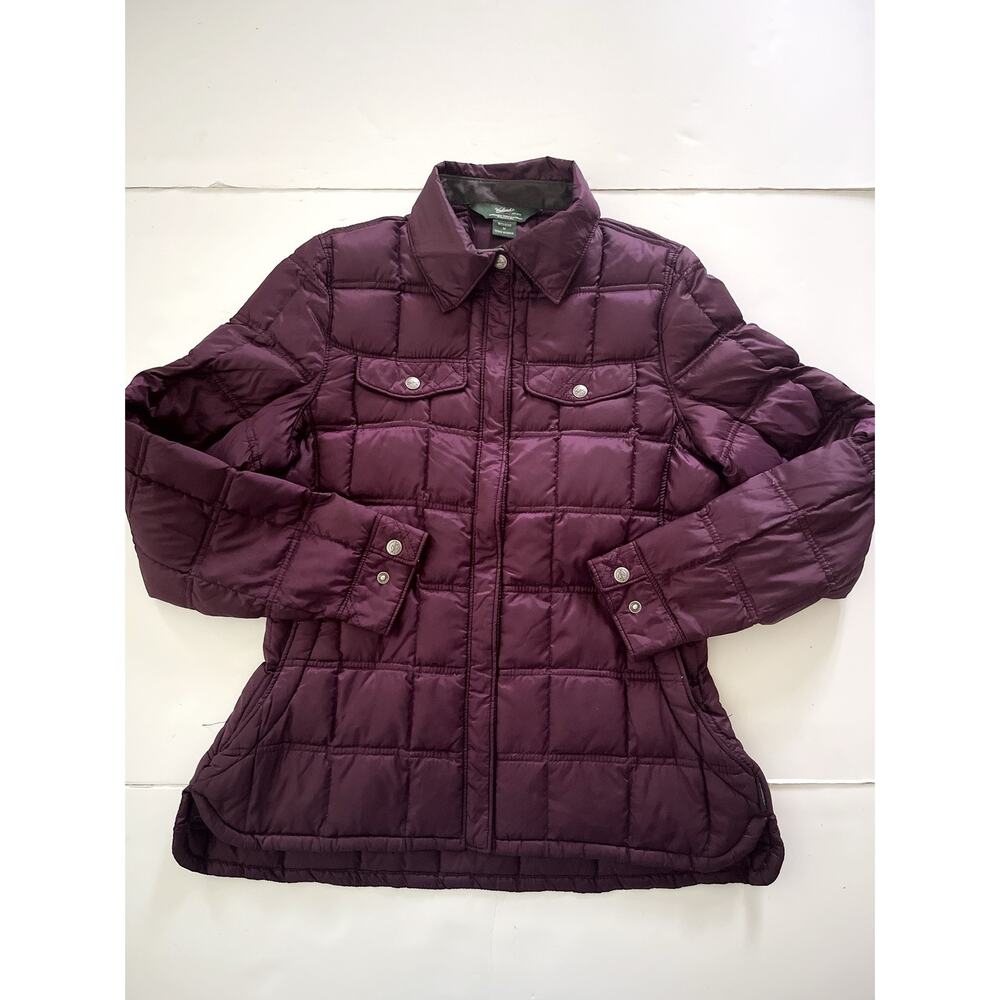 Woolrich Abington Jacket Womens M Purple Blackberry Down Quilted Zip Puffer Coat